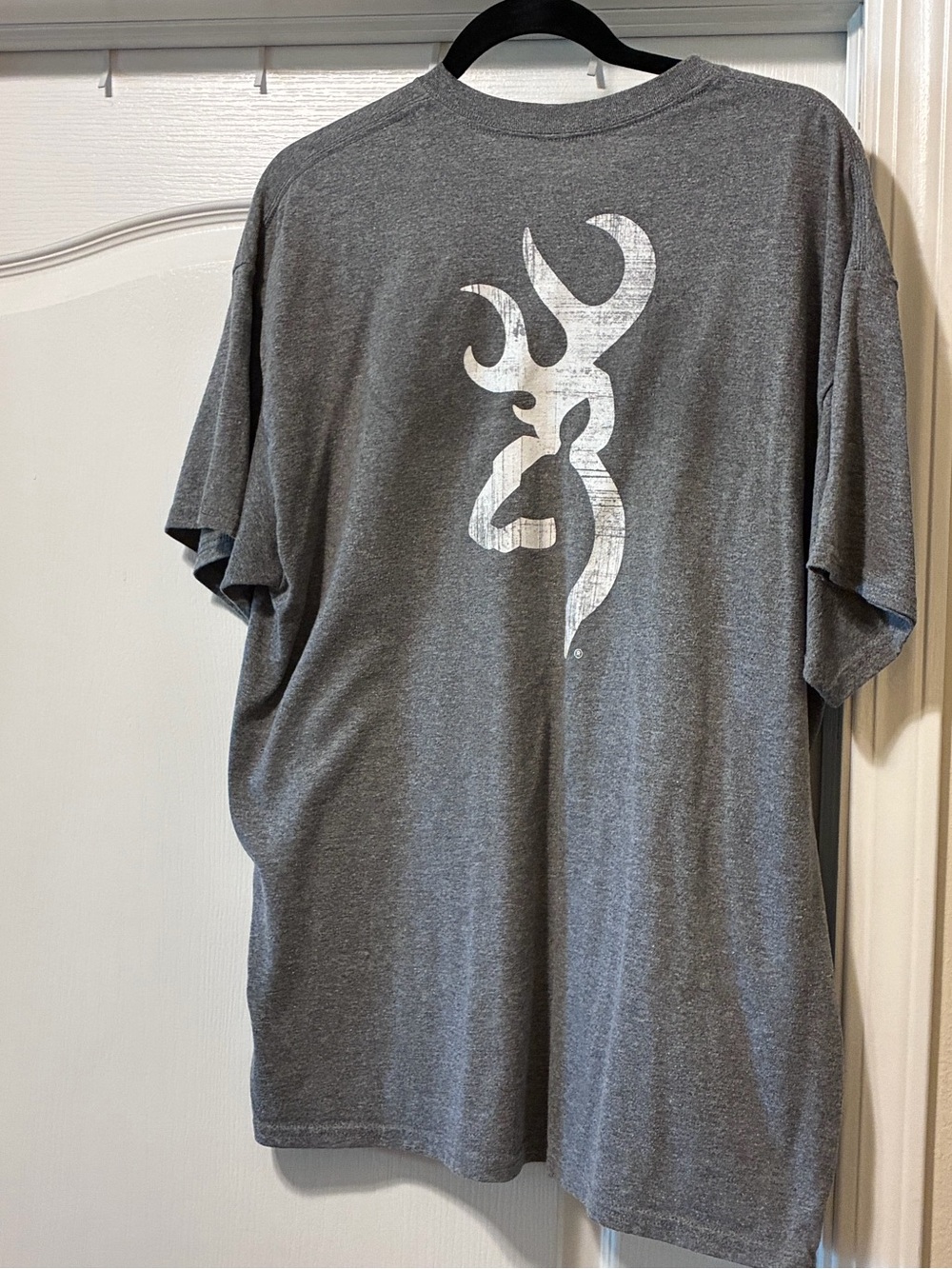 Browning Gray Short Sleeve Classic Browning Distressed White Antler Logo XLg Tee
